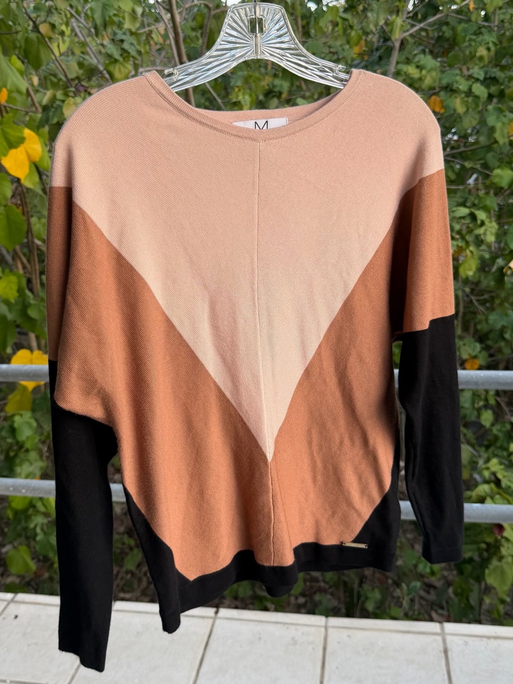 MAGASCHONI Contemporary Colorblock Chevron Knit Lightweight Sweater Size XS